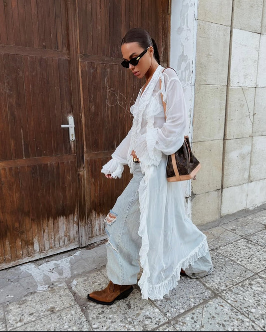 Boheme cascade ruffle top