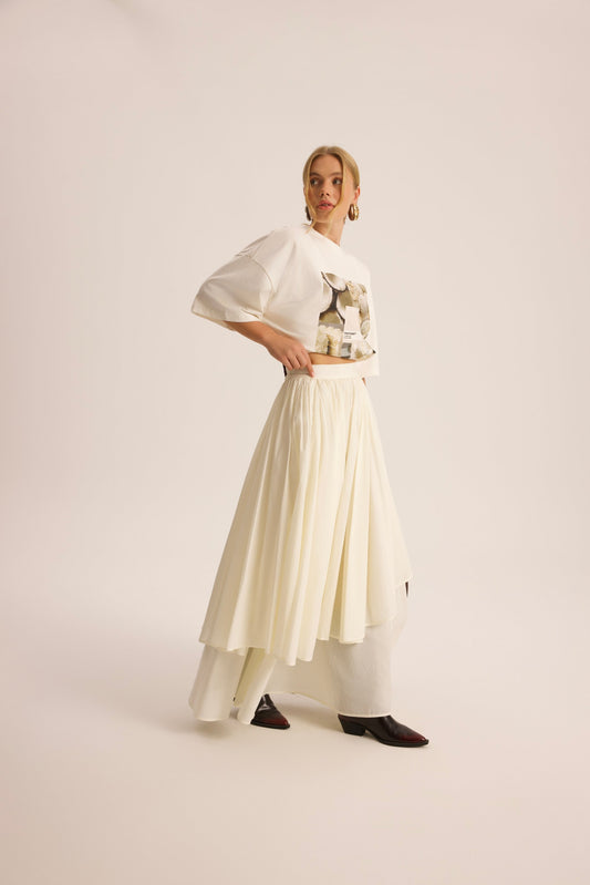 Pleated Layered Maxi Skirt