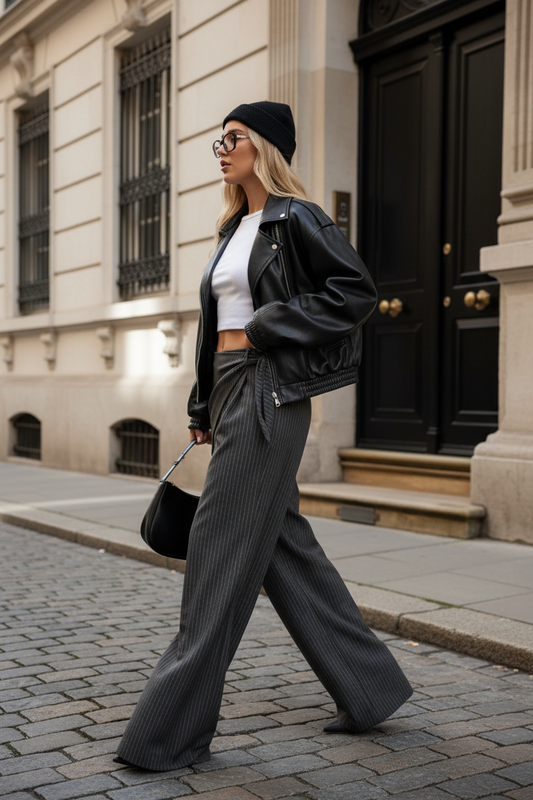 Pinstripe Wrap Pants