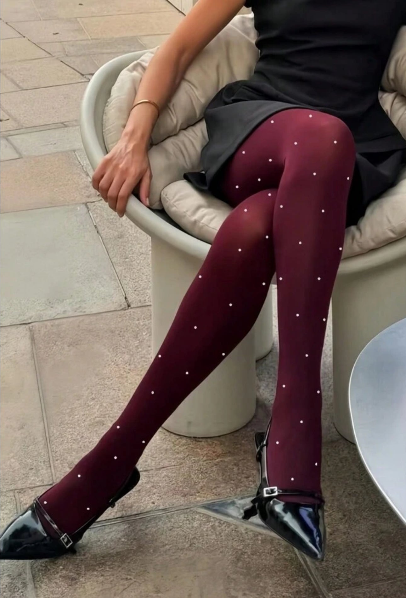 Polka Burgundy tights