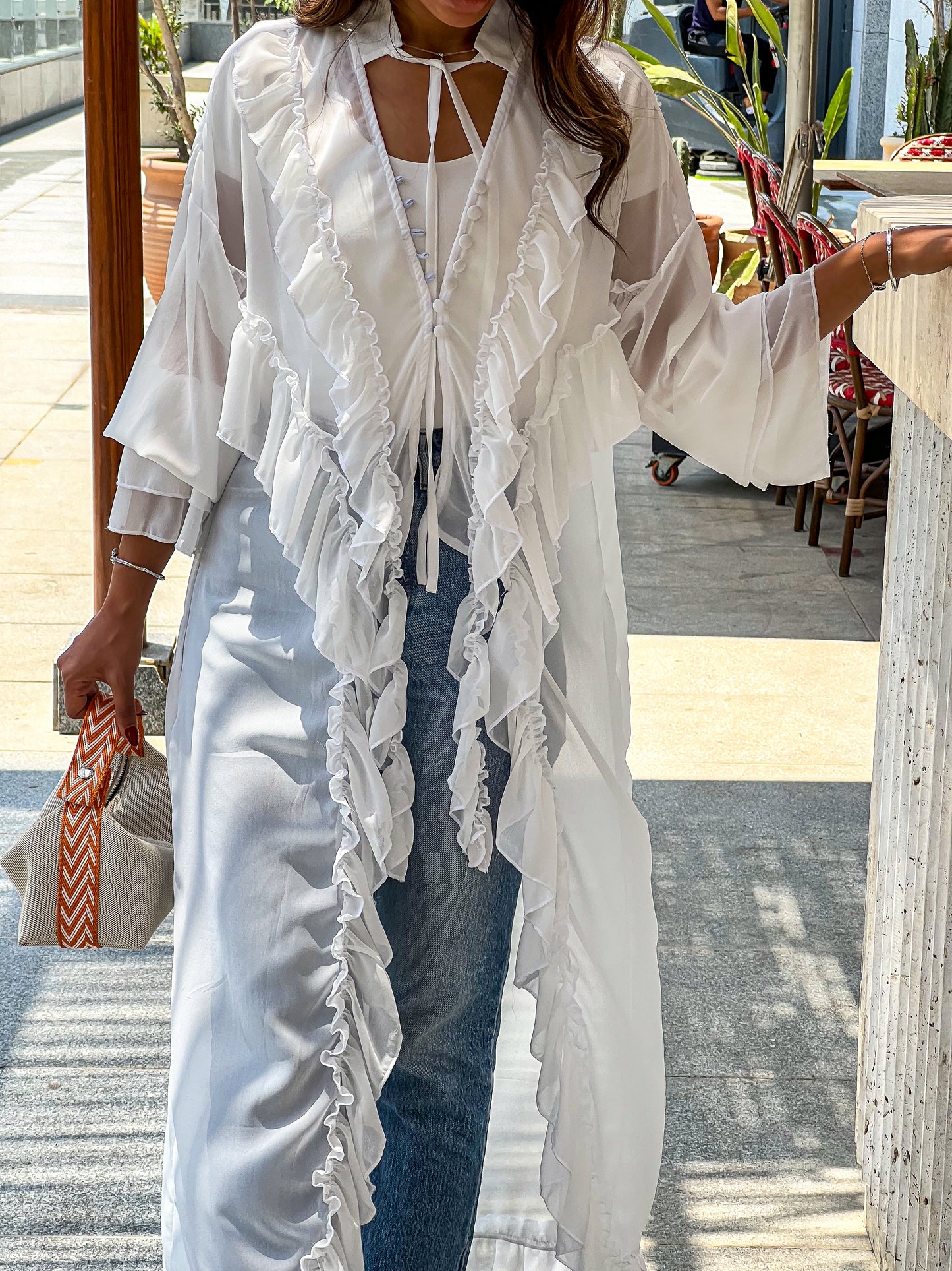 Boheme cascade ruffle top