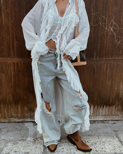 Boheme cascade ruffle top