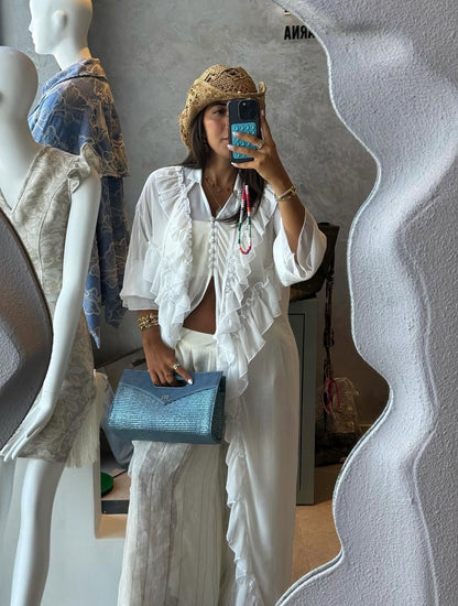 Boheme cascade ruffle top