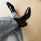 Pointed croc half boots