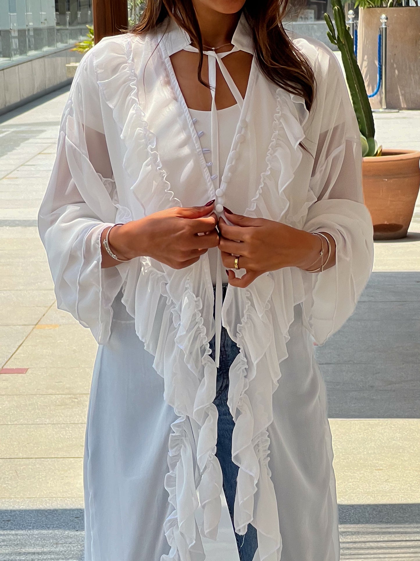 Boheme cascade ruffle top