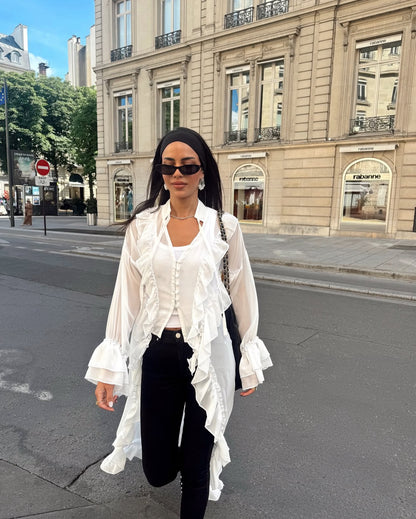 Boheme cascade ruffle top