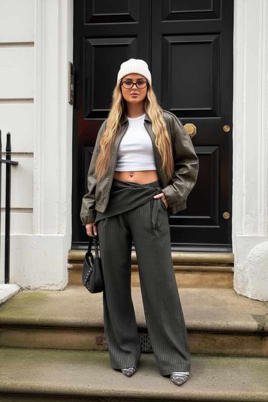 Pinstripe Wrap Pants
