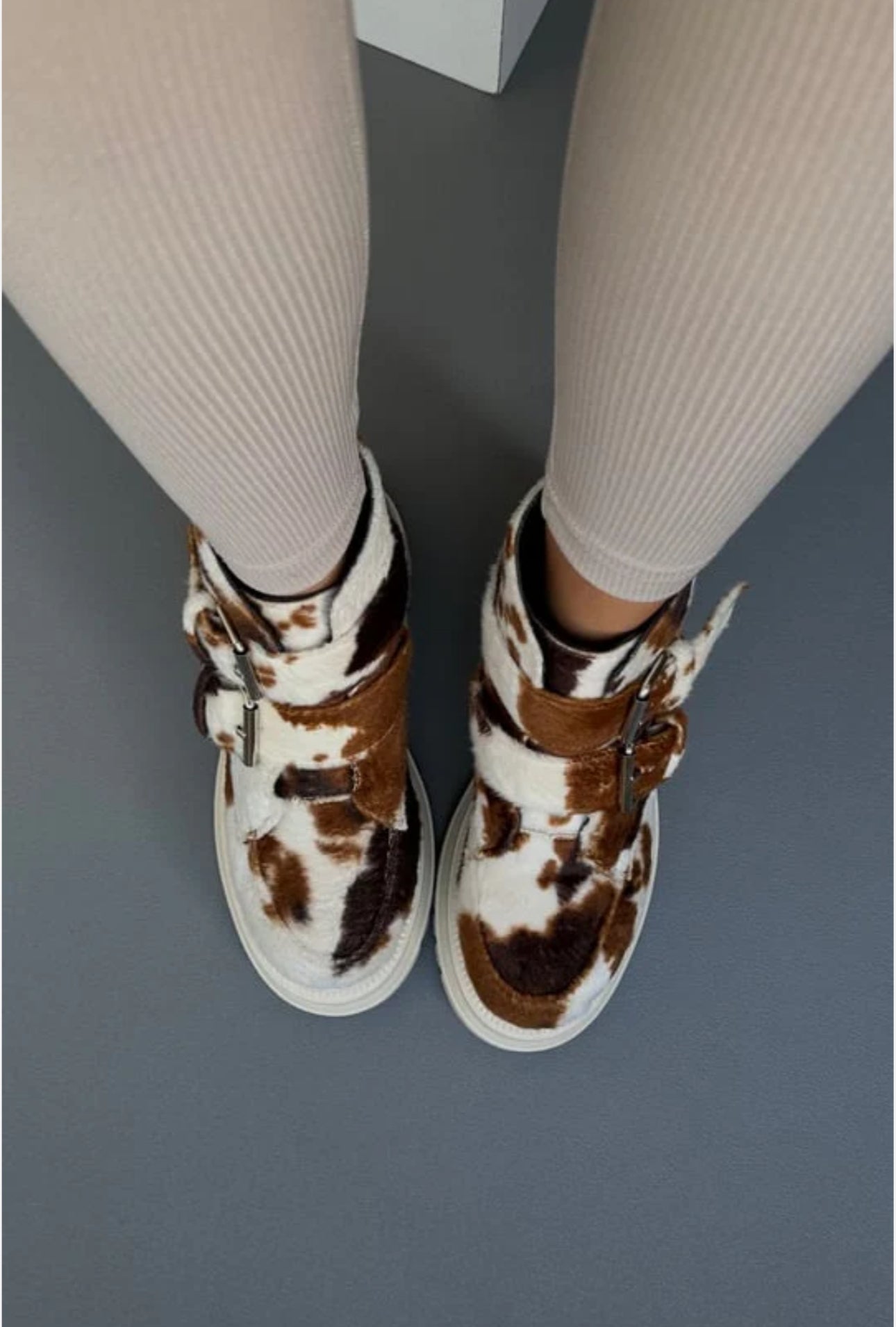 Cow print boots