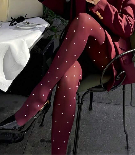 Polka Burgundy tights