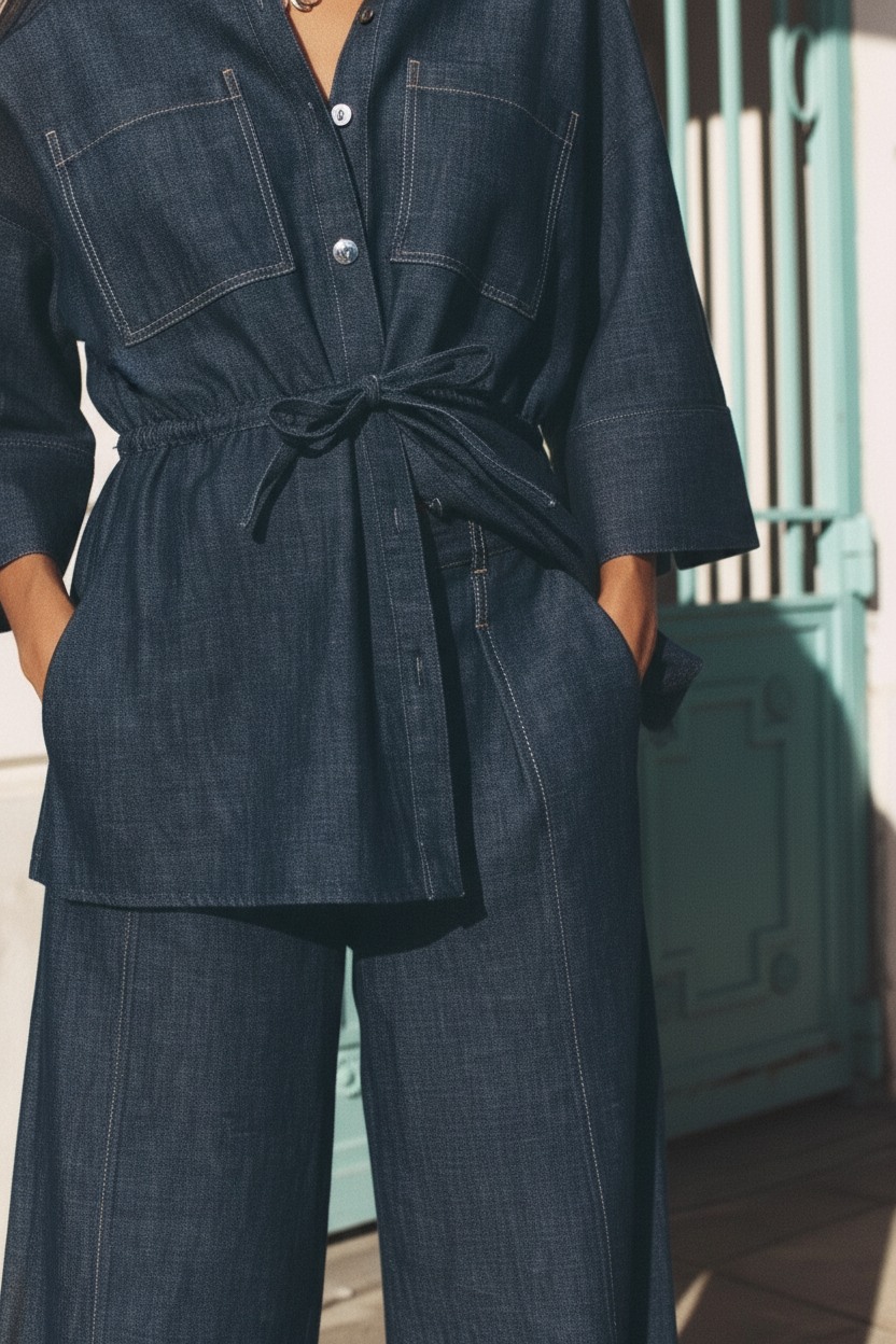 Belted Denim Set