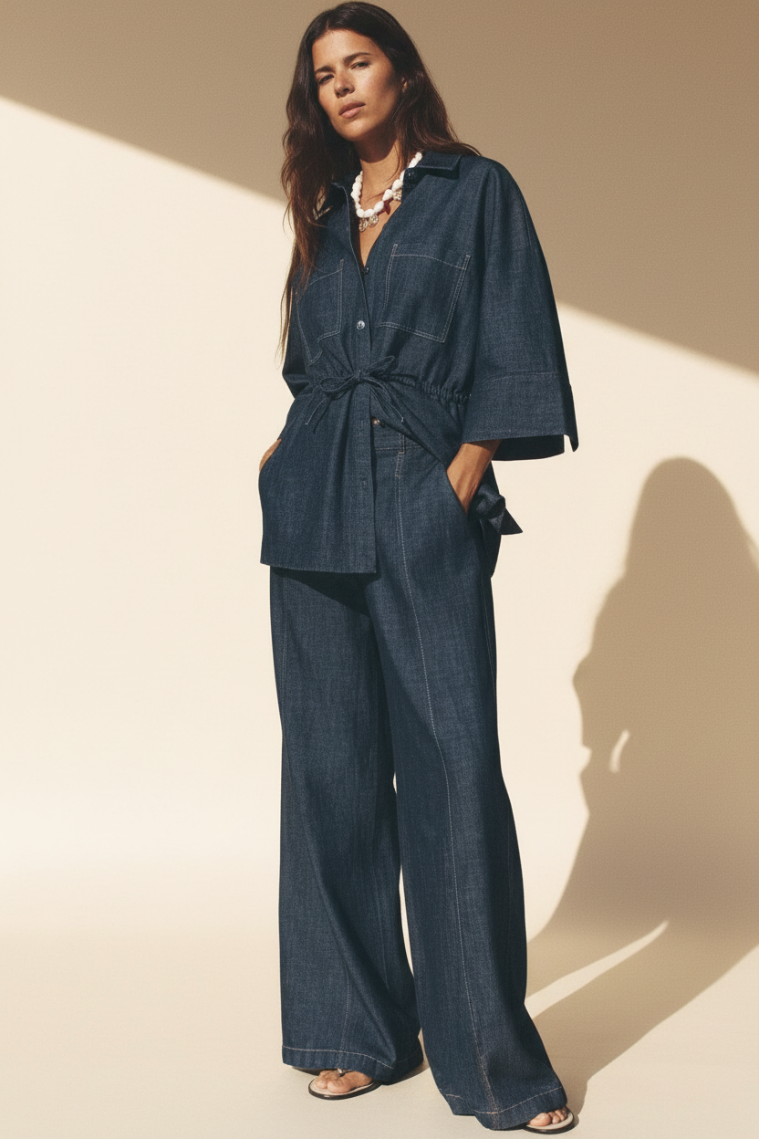 Belted Denim Set