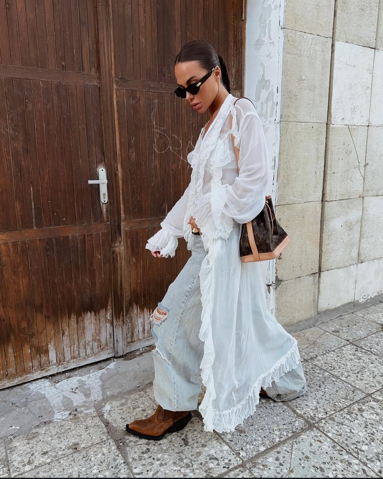 Boheme cascade ruffle top