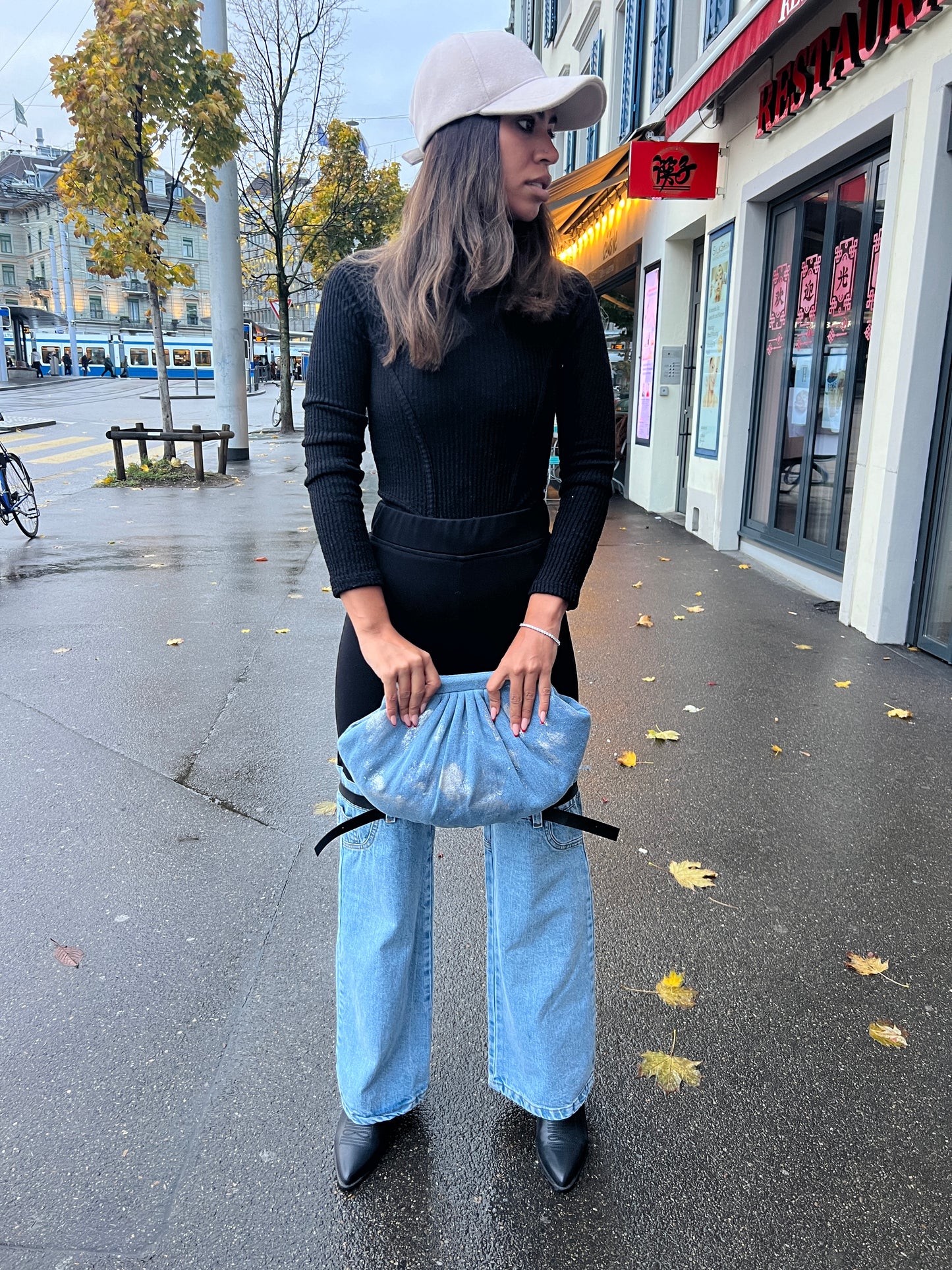 Denim clutch