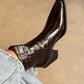 Pointed croc half boots