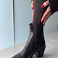 Pointed croc half boots