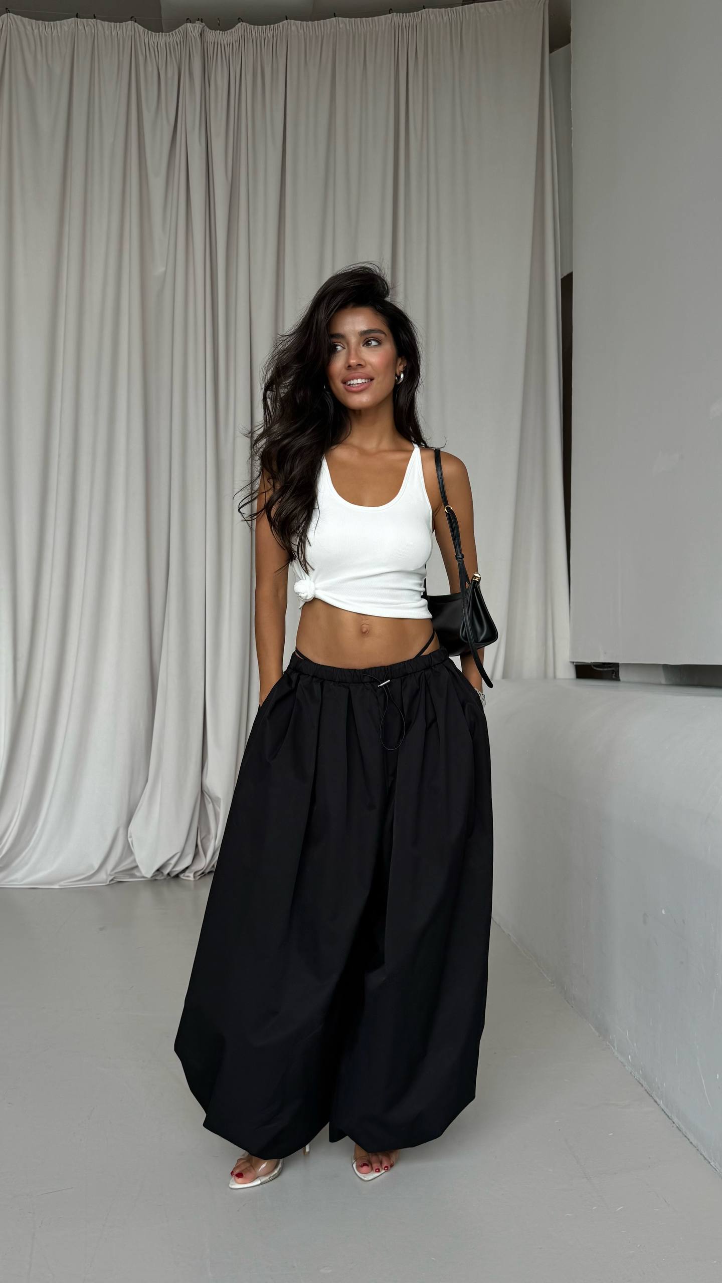 Fluid Wide-Leg Drawstring Pants