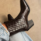 Pointed croc half boots