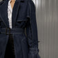 Denim stitch trench coat