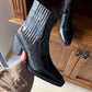 Pointed croc half boots