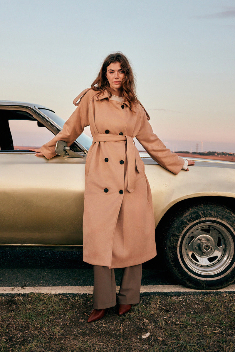 Posh Suede Trench-Coat