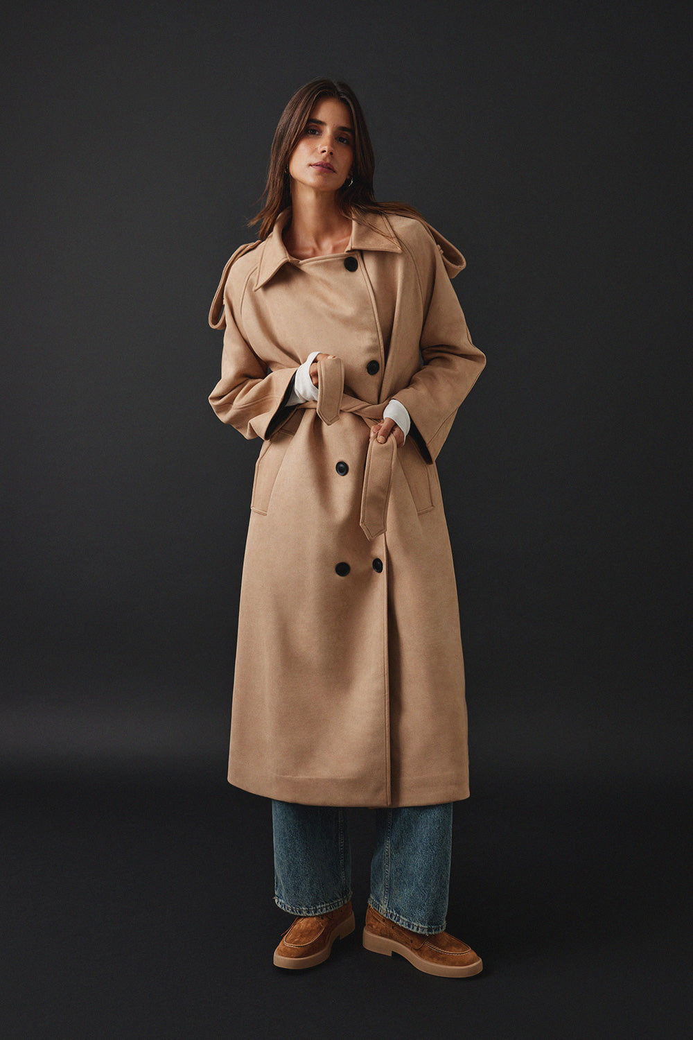 Posh Suede Trench-Coat
