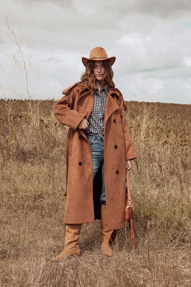 Posh Suede Trench-Coat